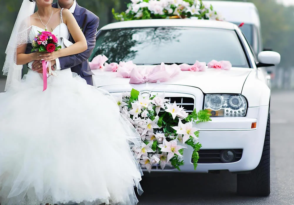 Luxury limousine wedding transportation